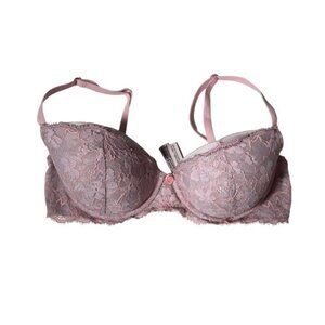 Victoria’s Secret Pink Mauve Lace Padded Underwire Bra 32D